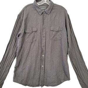 Valor Gray Charcoal Herringbone Shirt Classic Long Sleeve Button Up Men Size XXL